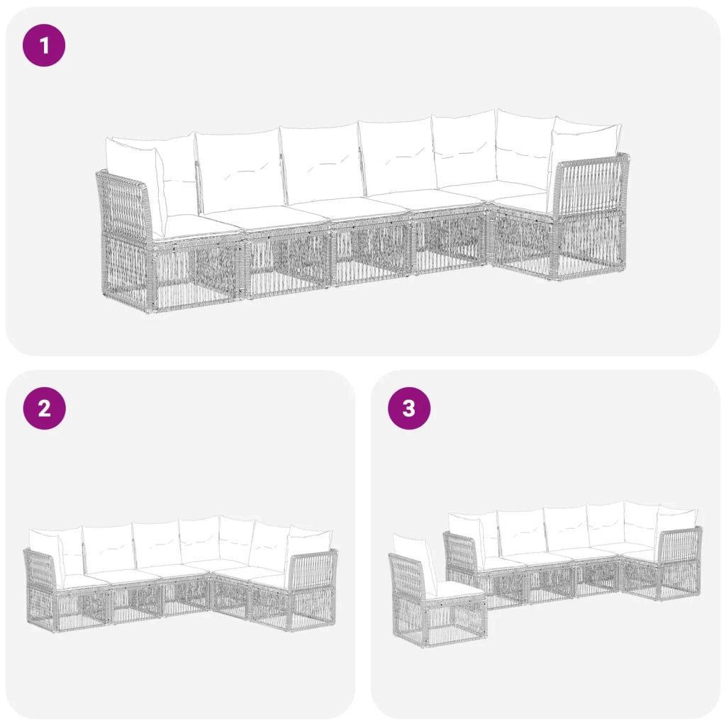 Set Divano da Giardino 6 pz Grigio polyrattan 3434222