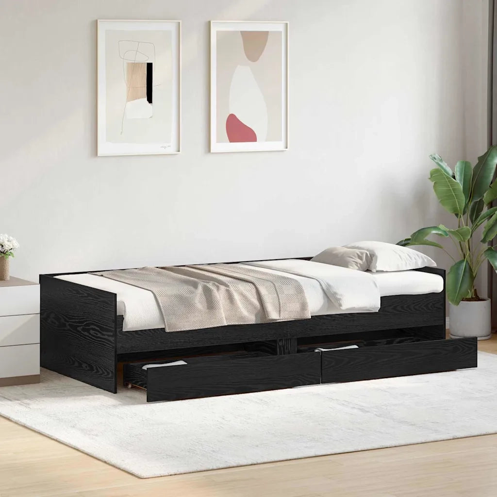 Struttura del letto Rovere Nero 100 x 200 cm Pino massello 3403203