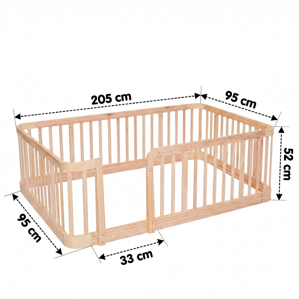 Recinto modulare per bambini 90 x 200 cm in legno naturale; con bordi arrotondati