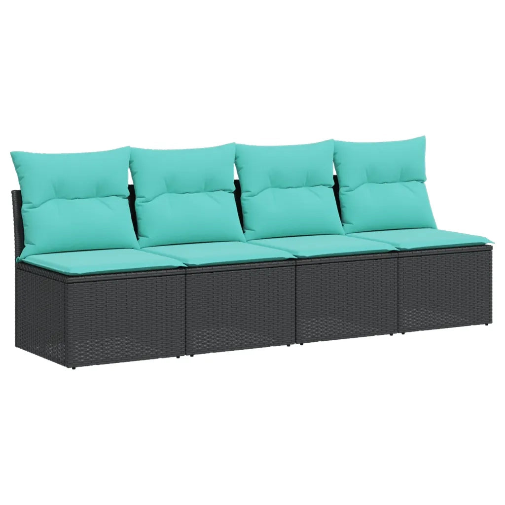 Divano da Giardino con Cuscini a 4 Posti Nero in Polyrattan 366027