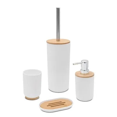 Dispenser sapone da appoggio bianco in abs e bambù Surf
