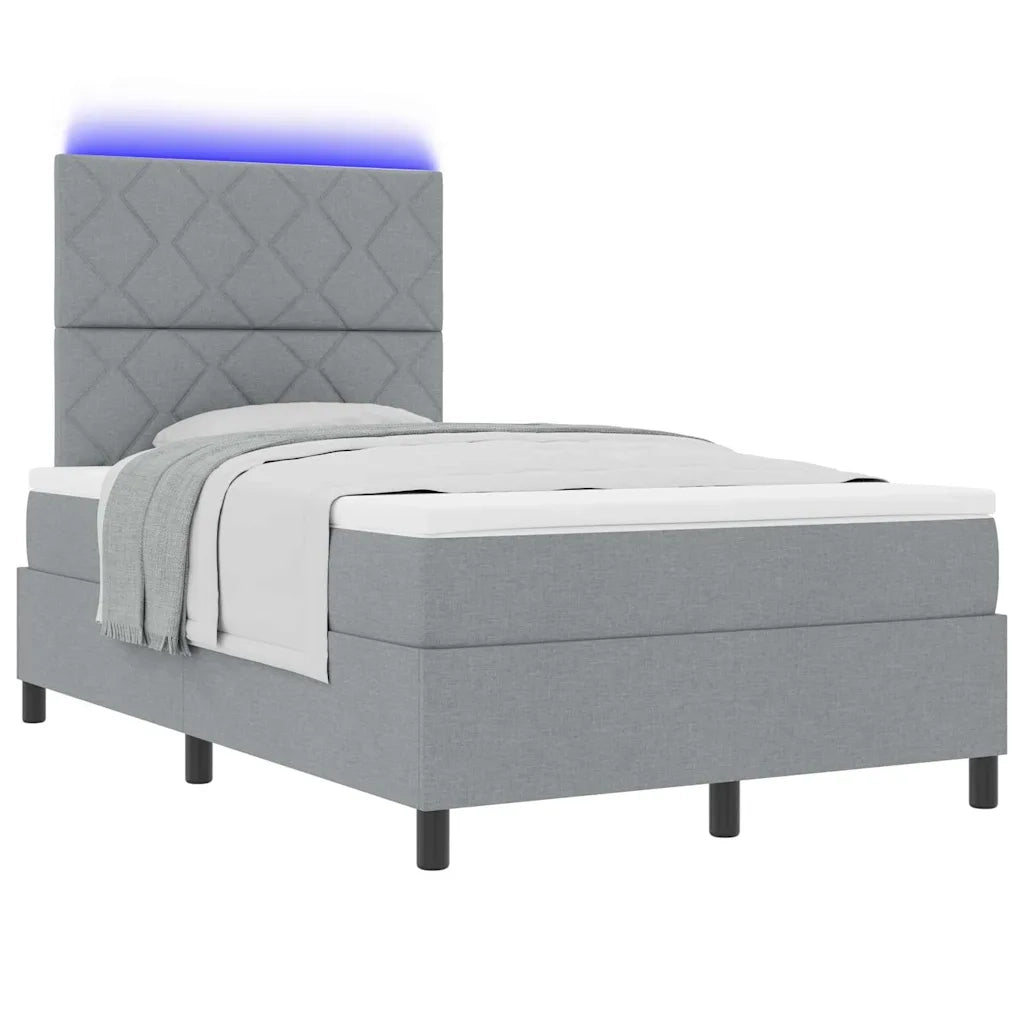 Letto a molle con materasso Grigio chiaro 120 x 200 cm Tessuto