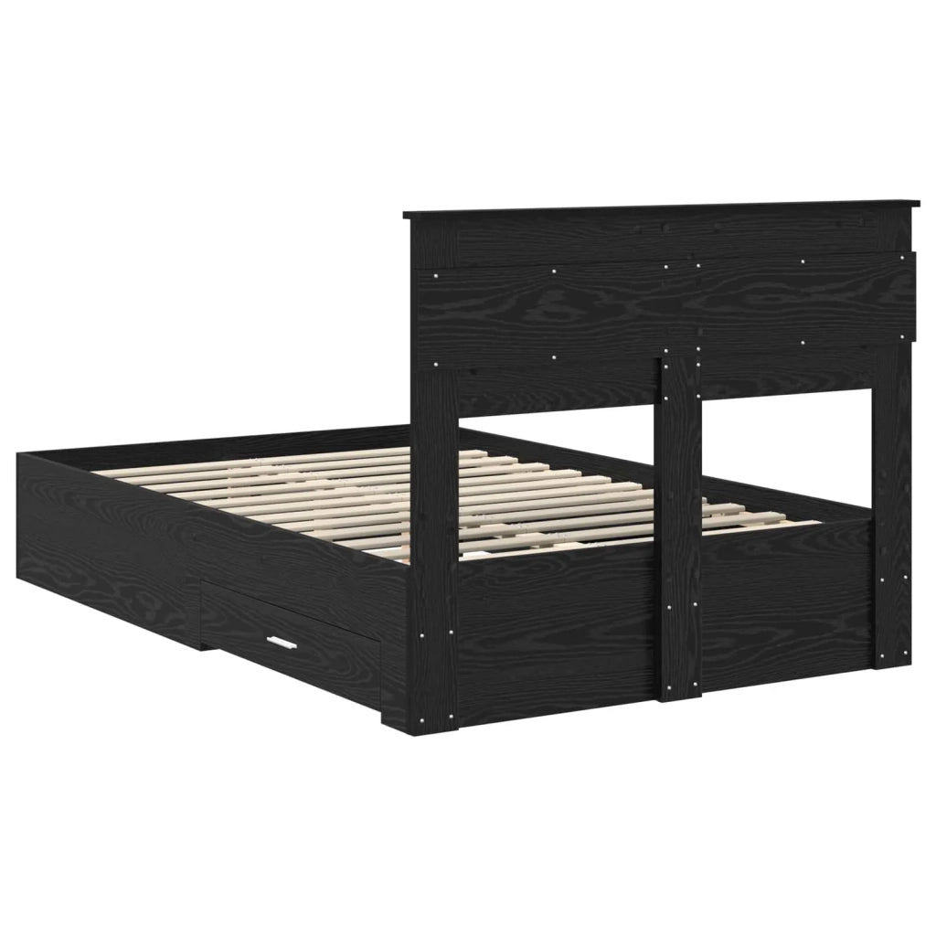 Letto matrimoniale | Letto per adulti | Struttura del letto Rovere Nero 135 x 190 cm Legno multistrato