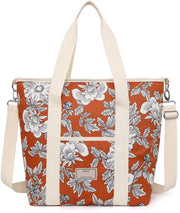 Tas a Isolamento Termico 15L/29L Grande Capacità Borsa a Lattina Portatile con Cinturino Regolabile per Scuola Ufficio Picnic (29L, B-Oranje Fiori)