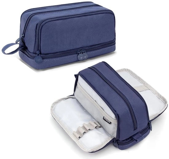 Etui blu 3+1 compartimenti grande etui 4 compartimenti etui per ragazze capacità per scuola