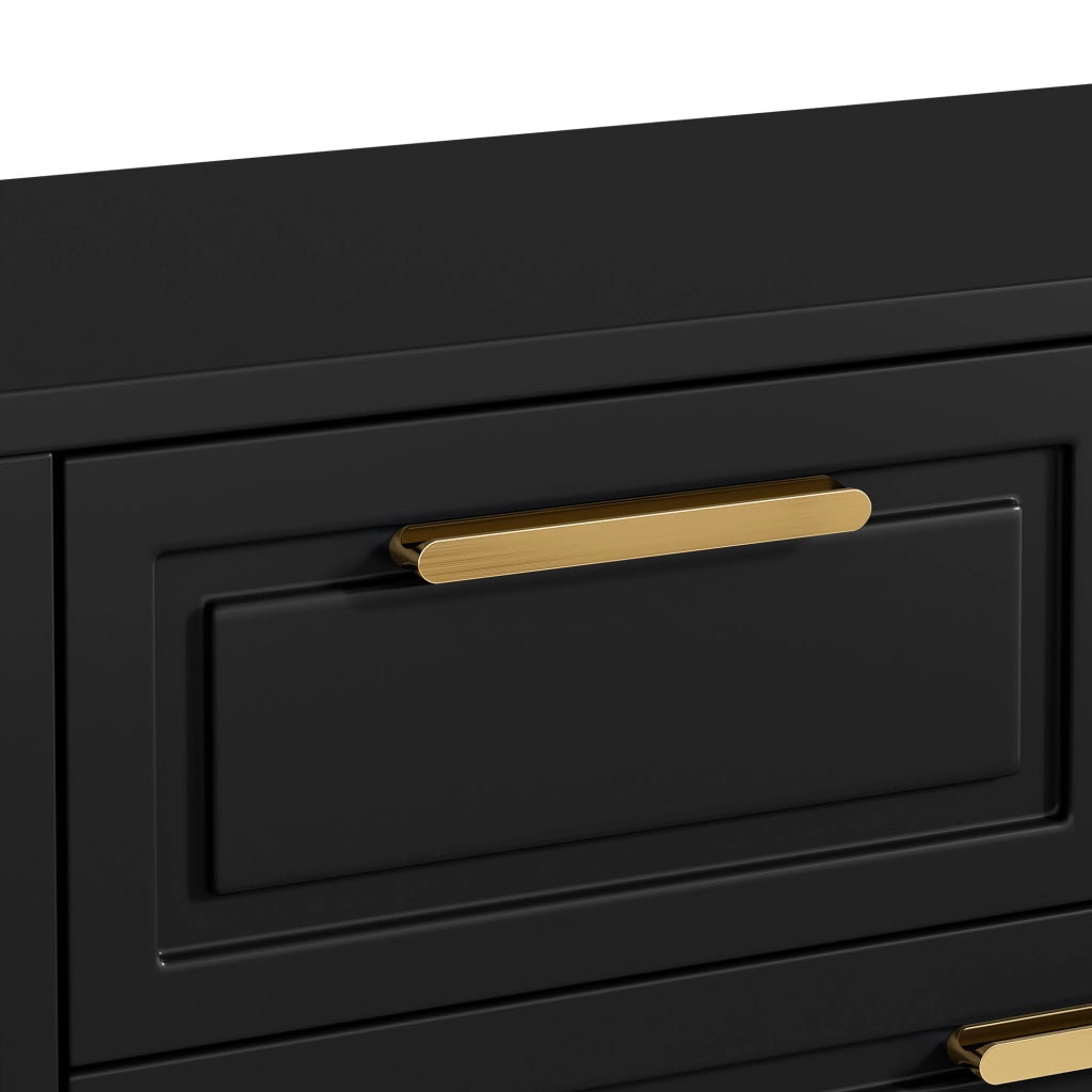 Scarpiera con 2 cassetti, ante a ribalta, ripiani regolabili e vani aperti per ingresso, nero, 95 × 24 × 107 cm