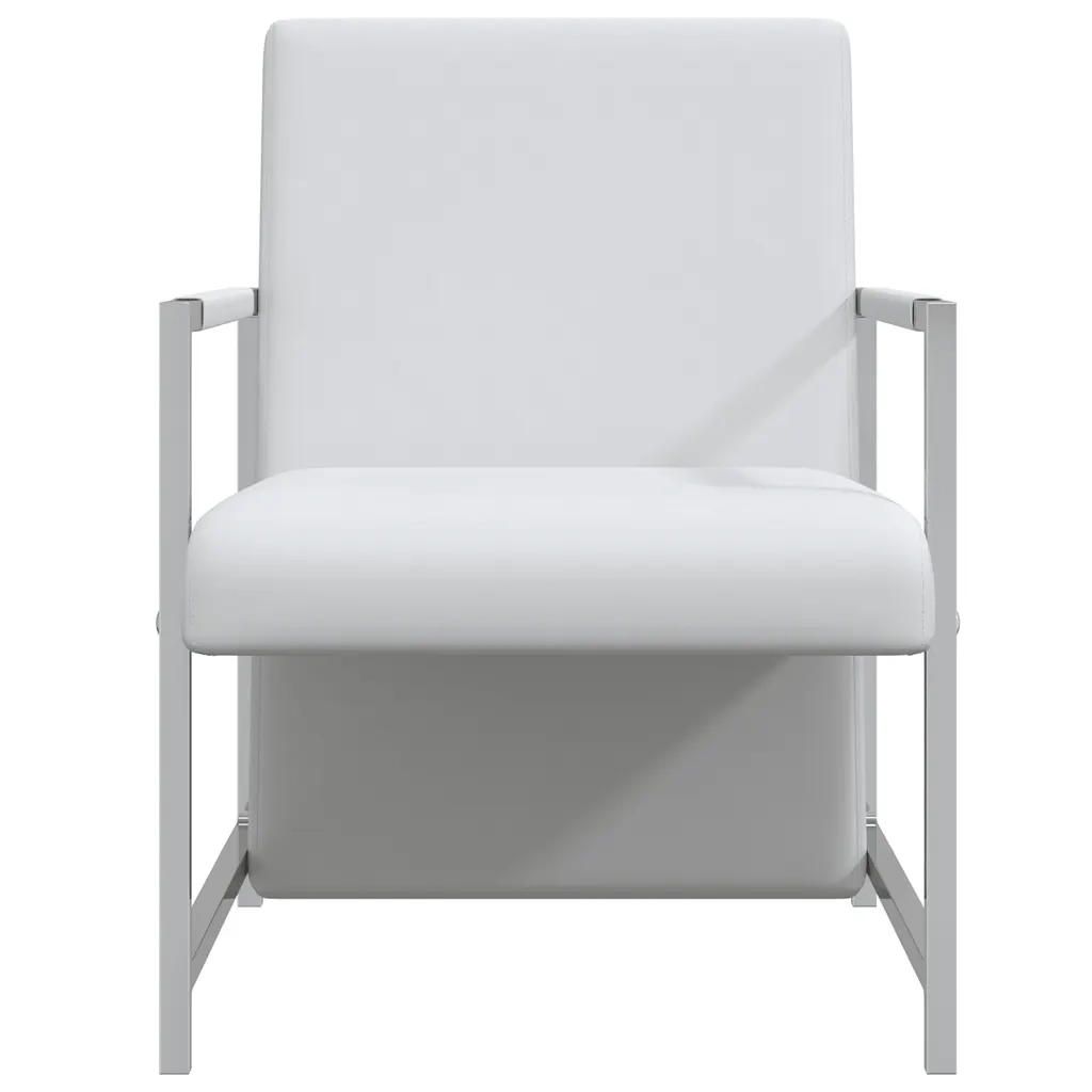 Poltrona | Sedia Relax con Gambe Cromate Bianca in Similpelle