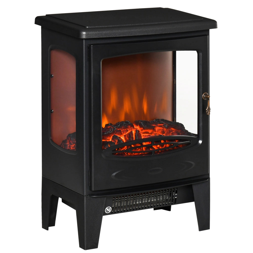EasyComfort Camino Elettrico Effetto Fiamma e 3 Lati Aperti, Temperatura Regolabile 900W-1800W, Protezione da Surriscaldamento, Copertura 20-25m², 39x26x54.8cm, Nero