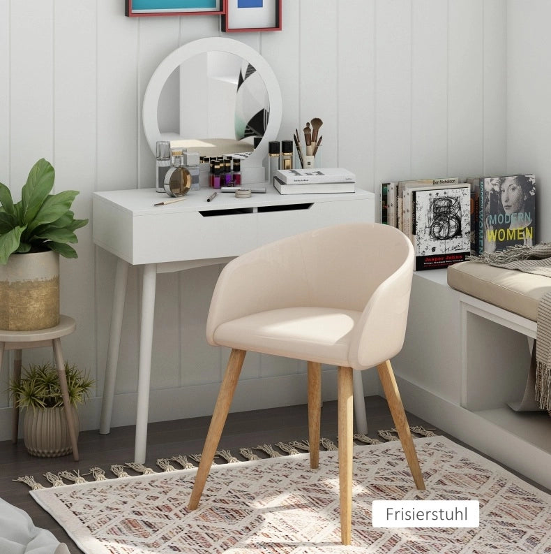Set di 2 sedie imbottite beige con gambe in legno