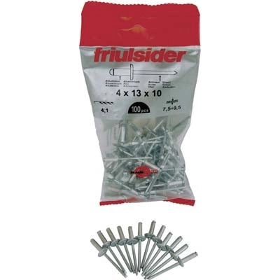 RIVETTO A STRAPPO ALLUMINIO TESTA LARGA FRIULSIDER - MM 4,8X16 TESTA MM 14 CF=PZ 50- 10 confezioni