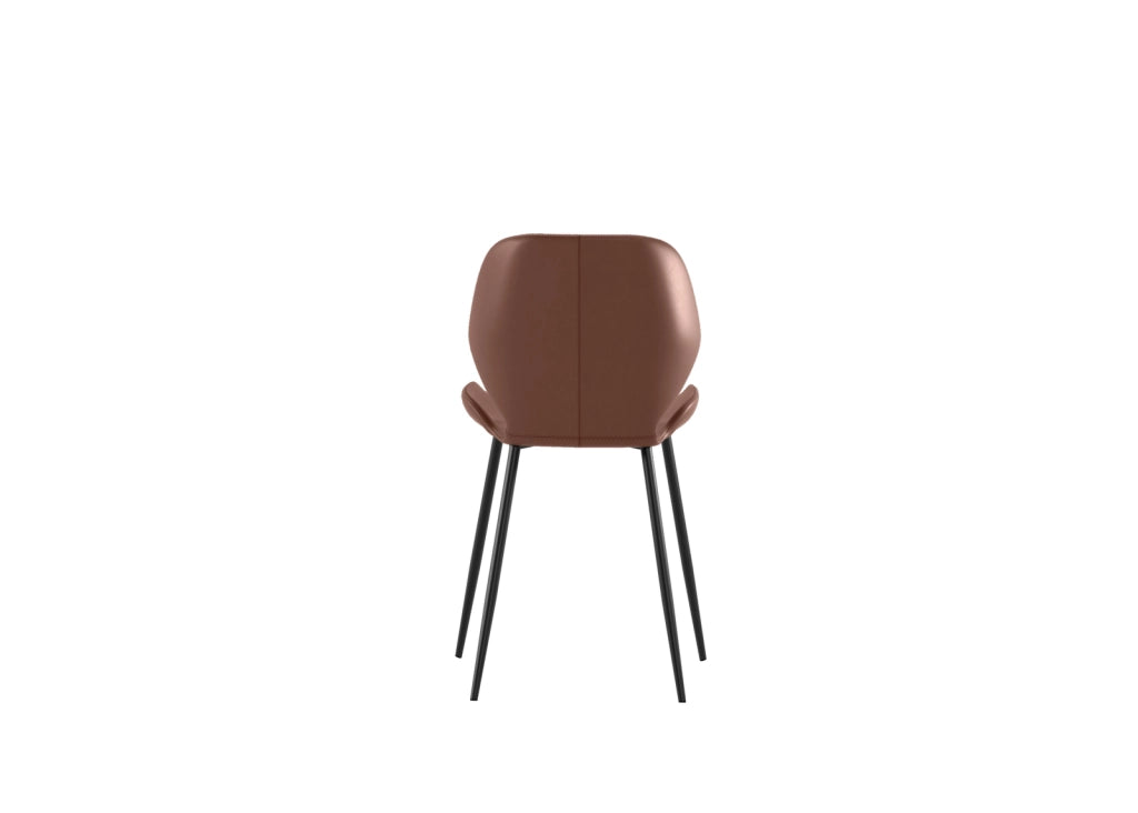 Sedia da pranzo Diana con seduta in soft-touch cuoio e gambe in metallo nero, design vintage moderno - Sedia living di alta qualità