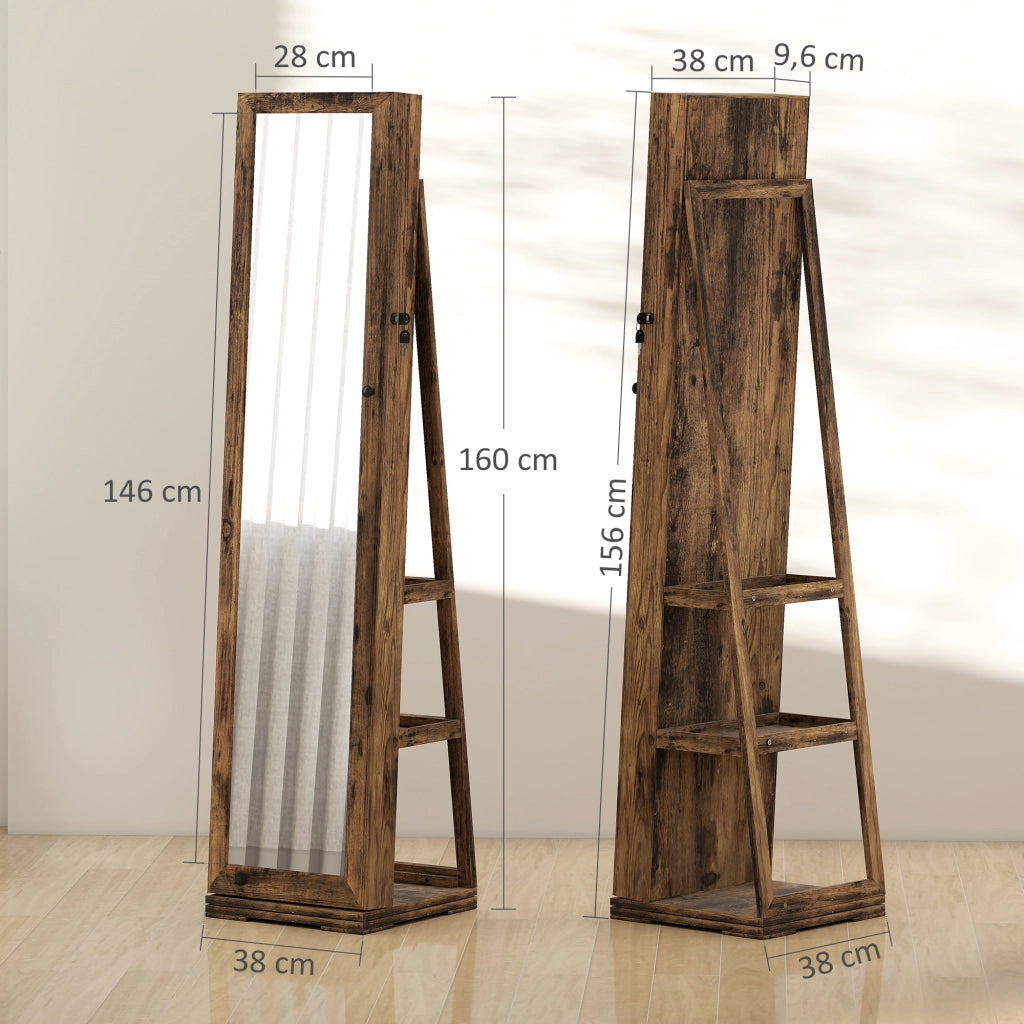 Armadio per Gioielli con Specchio e Cassetti ¨C Minimal ¨C Marrone Rustico