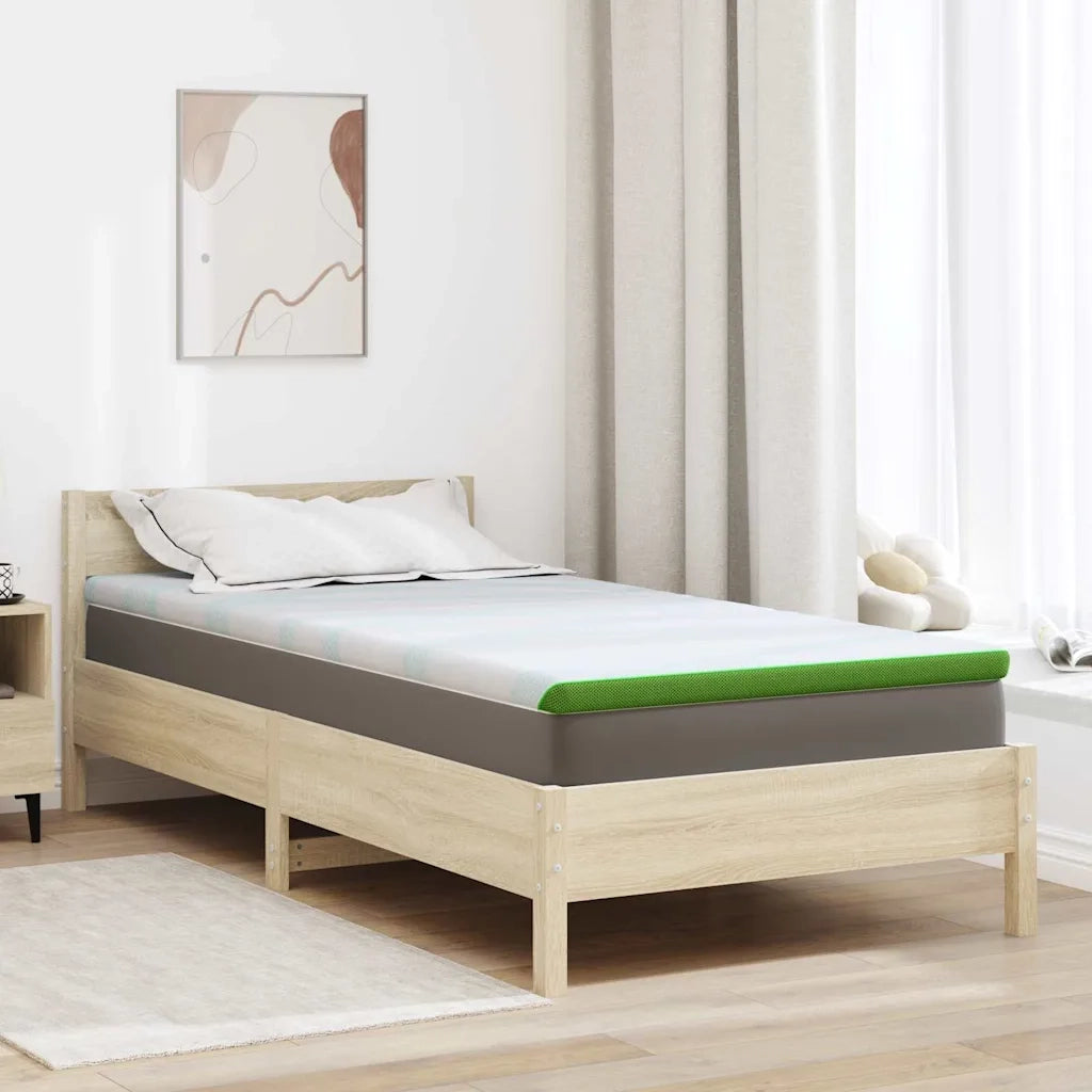 Topper per materasso Bianco e Verde 90 x 190 cm 4106156