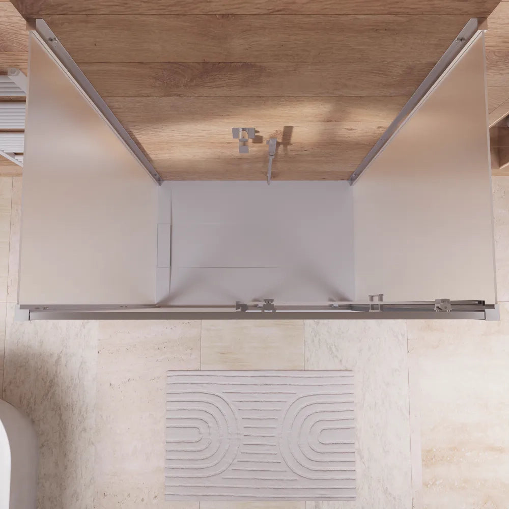 Box doccia 3 lati cromato 80x110x80cm vetro 6mm opaco con porta scorrevole e doppia parete fissa h170cm | Sicily