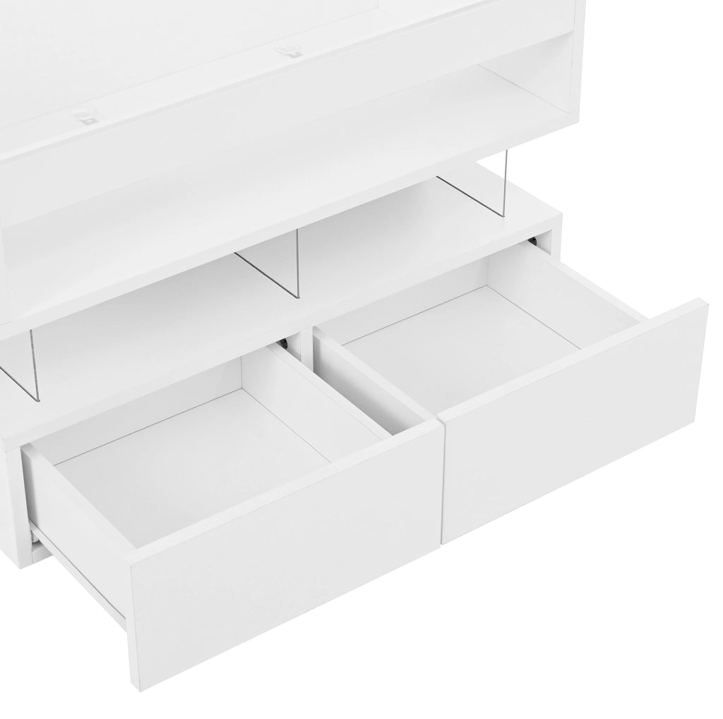 Tavolino da salotto con piano alzabile, illuminazione LED a 16 colori, struttura in truciolato bianco 70x67x57 cm