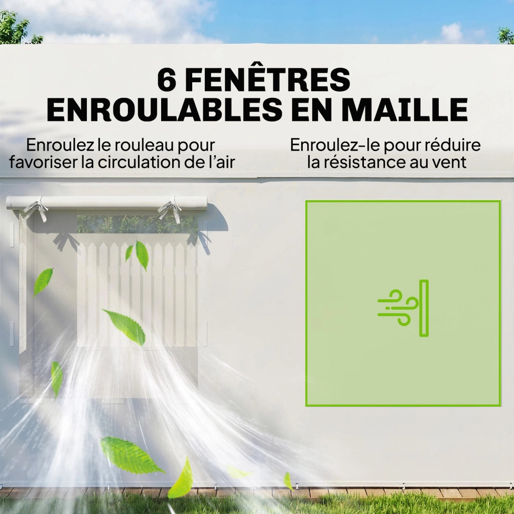 Tenda da Giardino per Auto 3x6m Protezione UV30+ ¨C zephmum ¨C Bianco 6 Finestre Rete Zanzariera