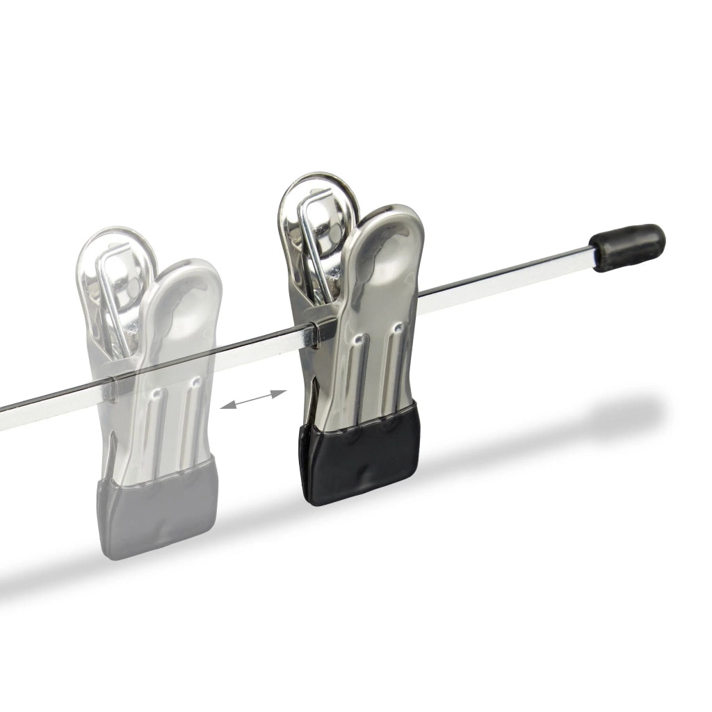 Set di 10 grucce con mollette antiscivolo polivalenti 9 x 35,5 x 2,5 cm in ferro cromato nero 13_0006167