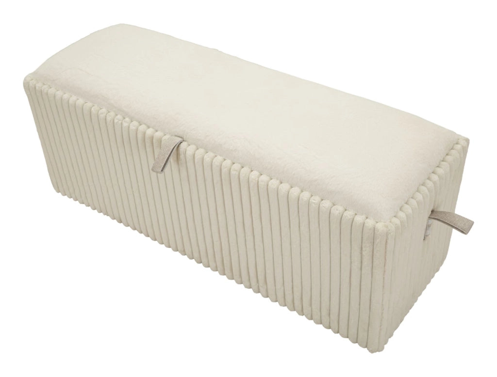 Panca con Contenitore Goteborg 113x41x44 cm in MDF e Spugna e Poliestere Bianco