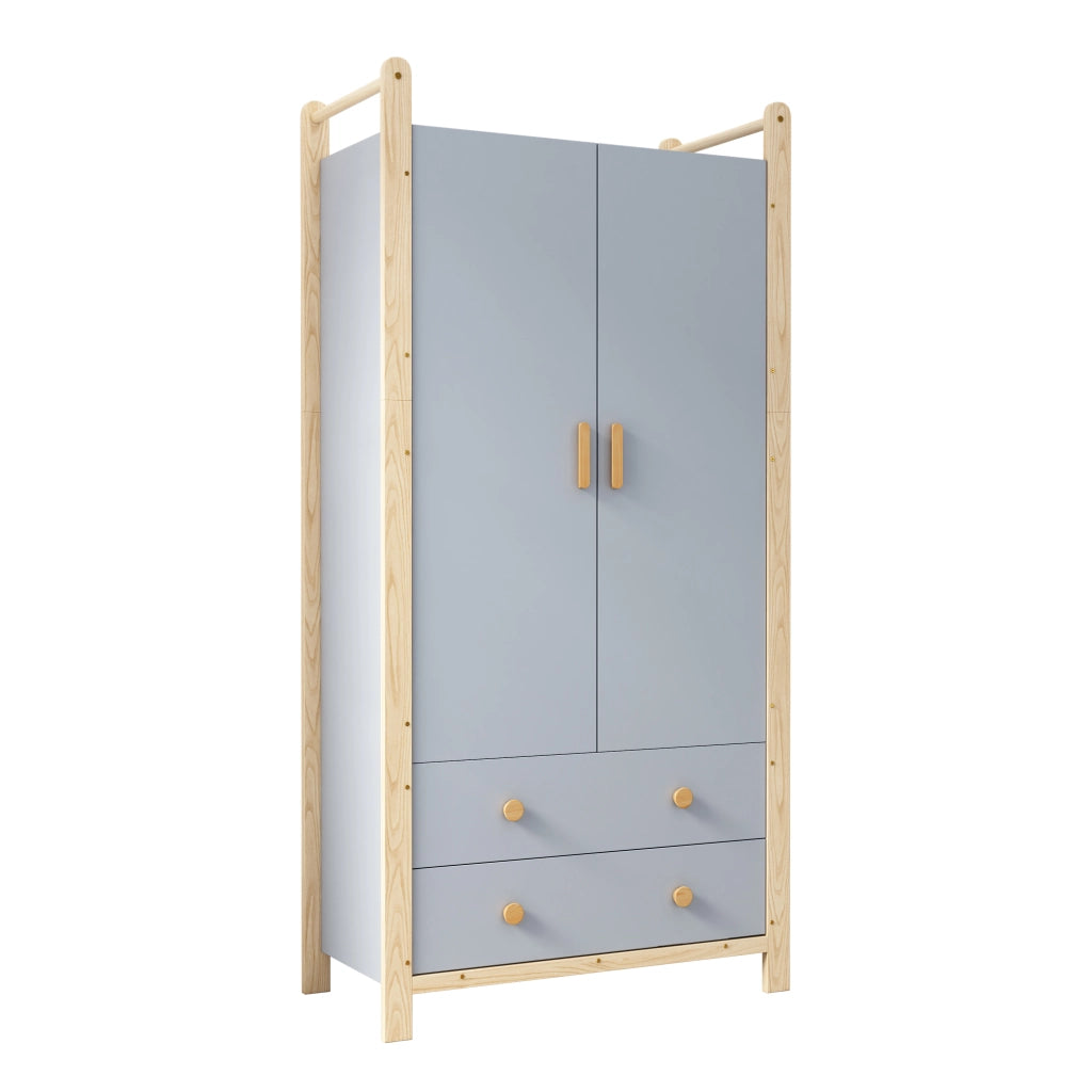 ARMADIO Combinato con Scaffale 90x45x180 cm Blu e Legno