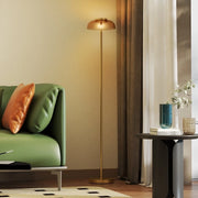 Lampada da Terra LED per Soggiorno in Ottone con Luce Calda 3000K, Interruttore a Pedale, 25x25x134 cm