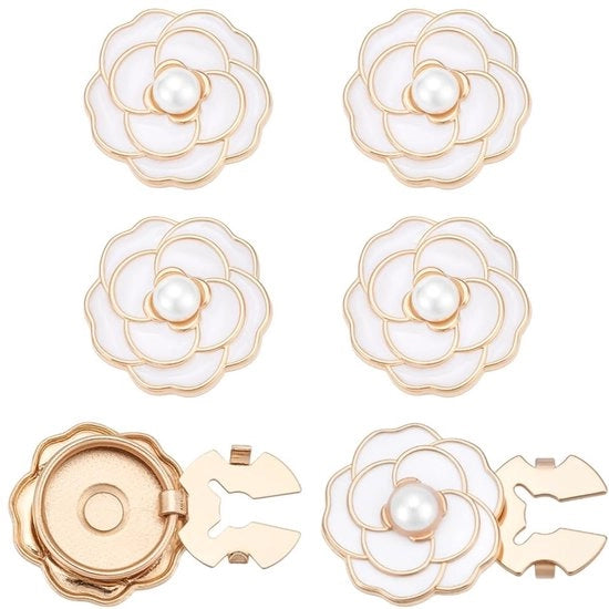 Manopole decorative per cufflink - 6 pezzi - Argento - Legering - Coprischienali Camelia - Per signora