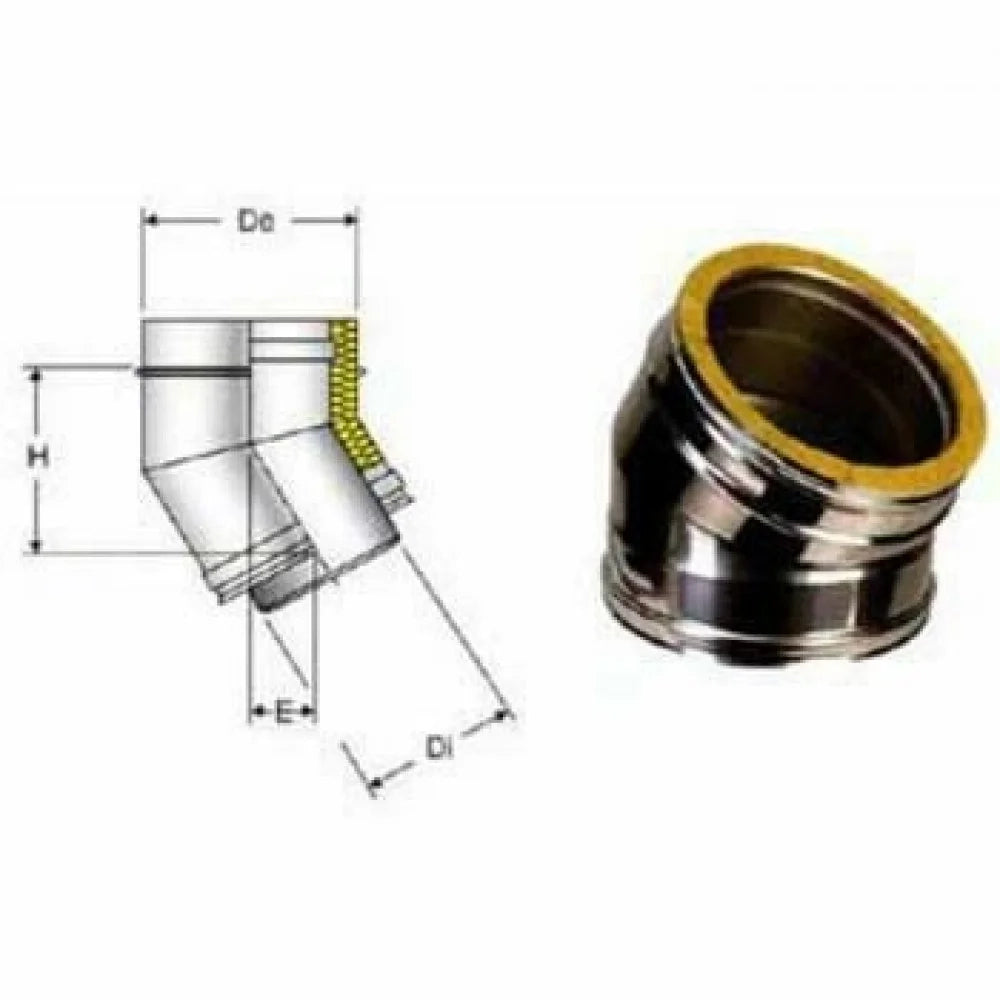 Inox doppia parete aisi 316 curv a 90 d.250 c tappo d ispezione