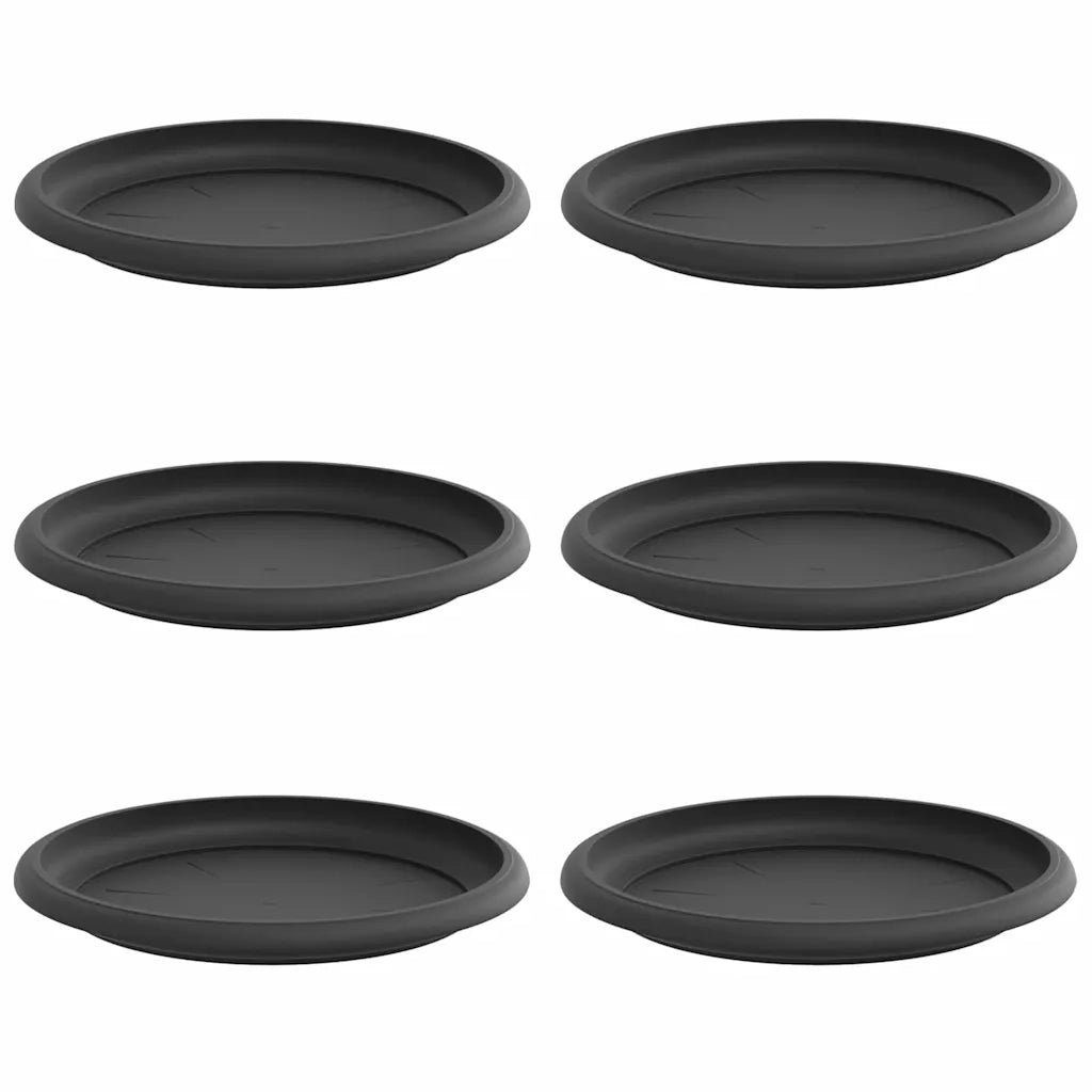 Vassoio Rotondo per Fiori 6 pz Nero ? 17,5 x 2 cm Plastica CFW9107709
