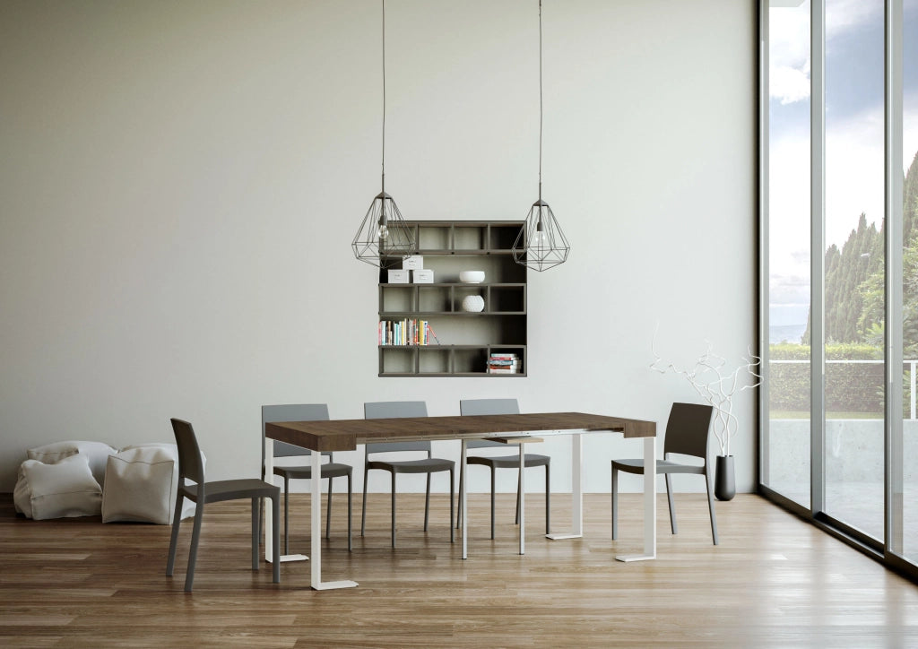 Consolle allungabile 90x40/196 cm Tekno Small Cemento telaio Bianco