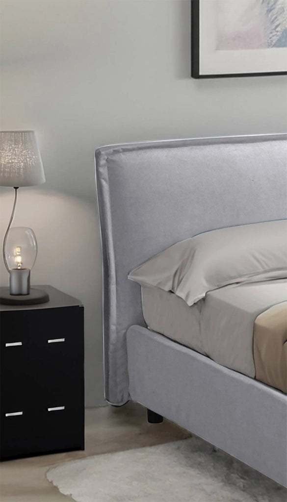 Letto Matrimoniale Bubbio, Letto Matrimoniale Sfoderabile Made in Italy, Grigio