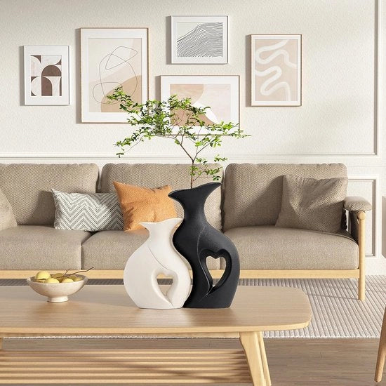 Vasi Ceramici a Forma di Cuore - Set da 2
