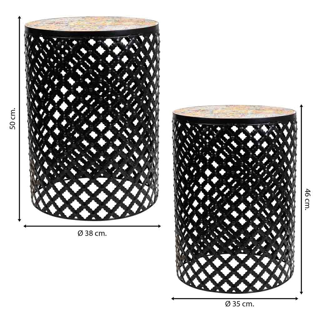 Set di 2 supporti in mosaico nero e metallo