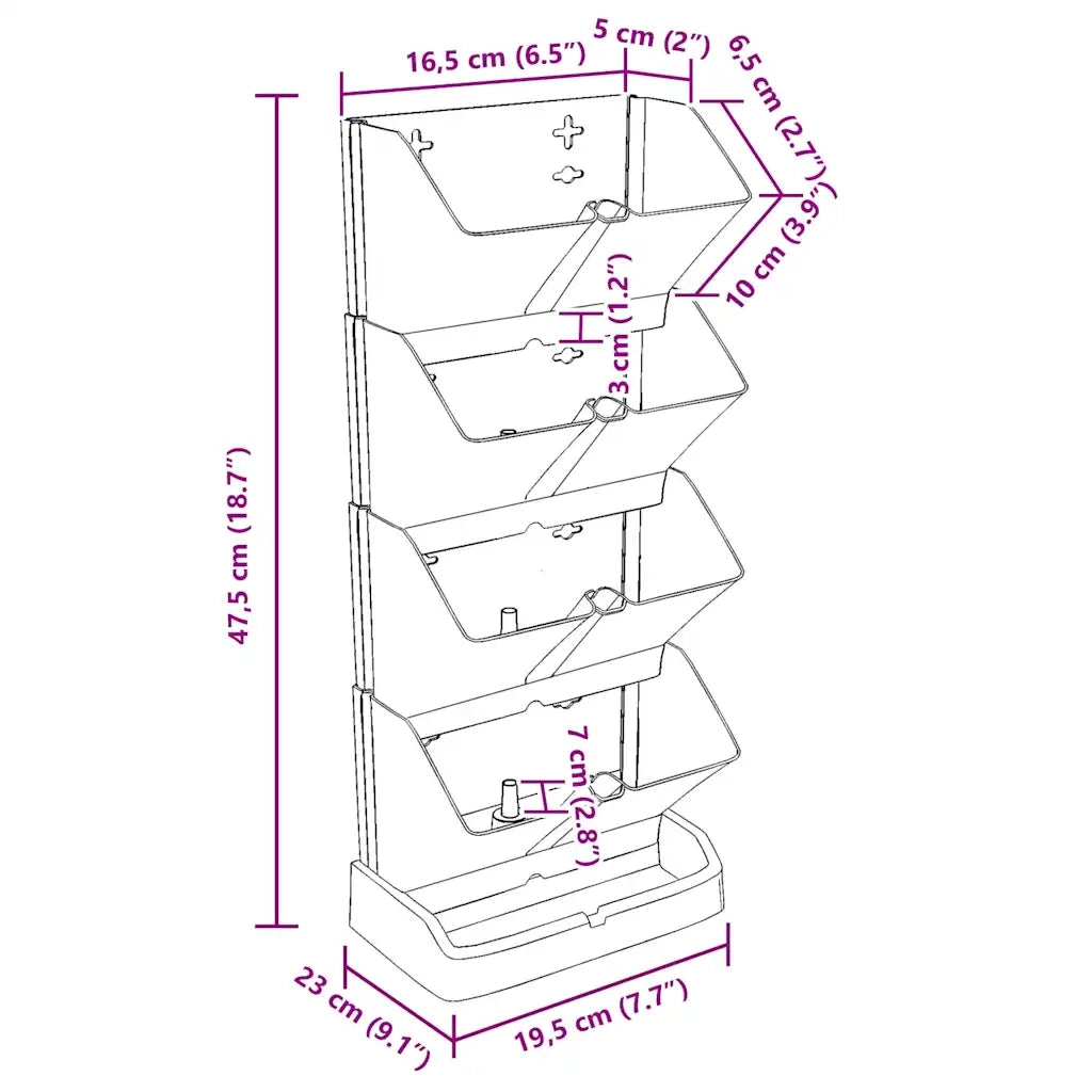 Set di 4 fioriere verticali moderne per esterni 19,5 x 11 x 47,5 cm in PP antracite 02_0046142