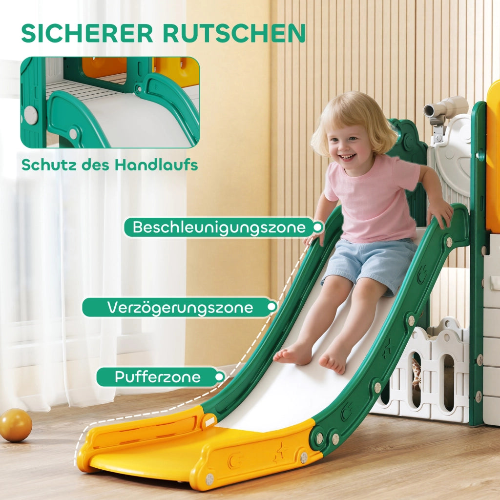 Parco giochi 7 in 1 con scivolo e lavagna ¨C Xylo ¨C Giallo e verde