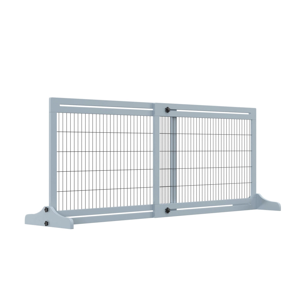 Cancelletto di Sicurezza Estensibile per Animali Domestici 104-183x36x69 cm in Legno e Acciaio Blu