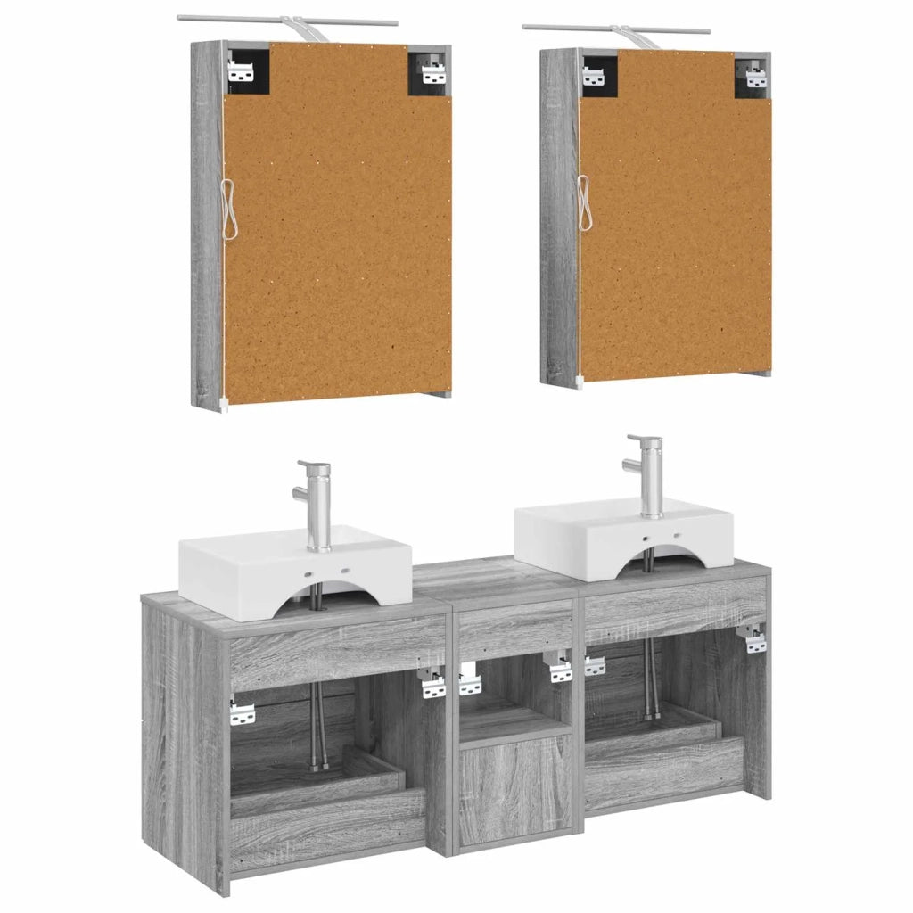 Set di mobili per il bagno 5 pz Sonoma grigio 3406796