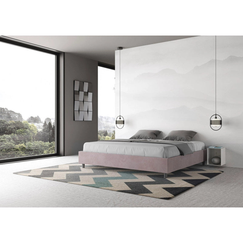 Letto imbottito Matrimoniale 200x210 cm Azelia - Con rete,Glicine,Microfibra