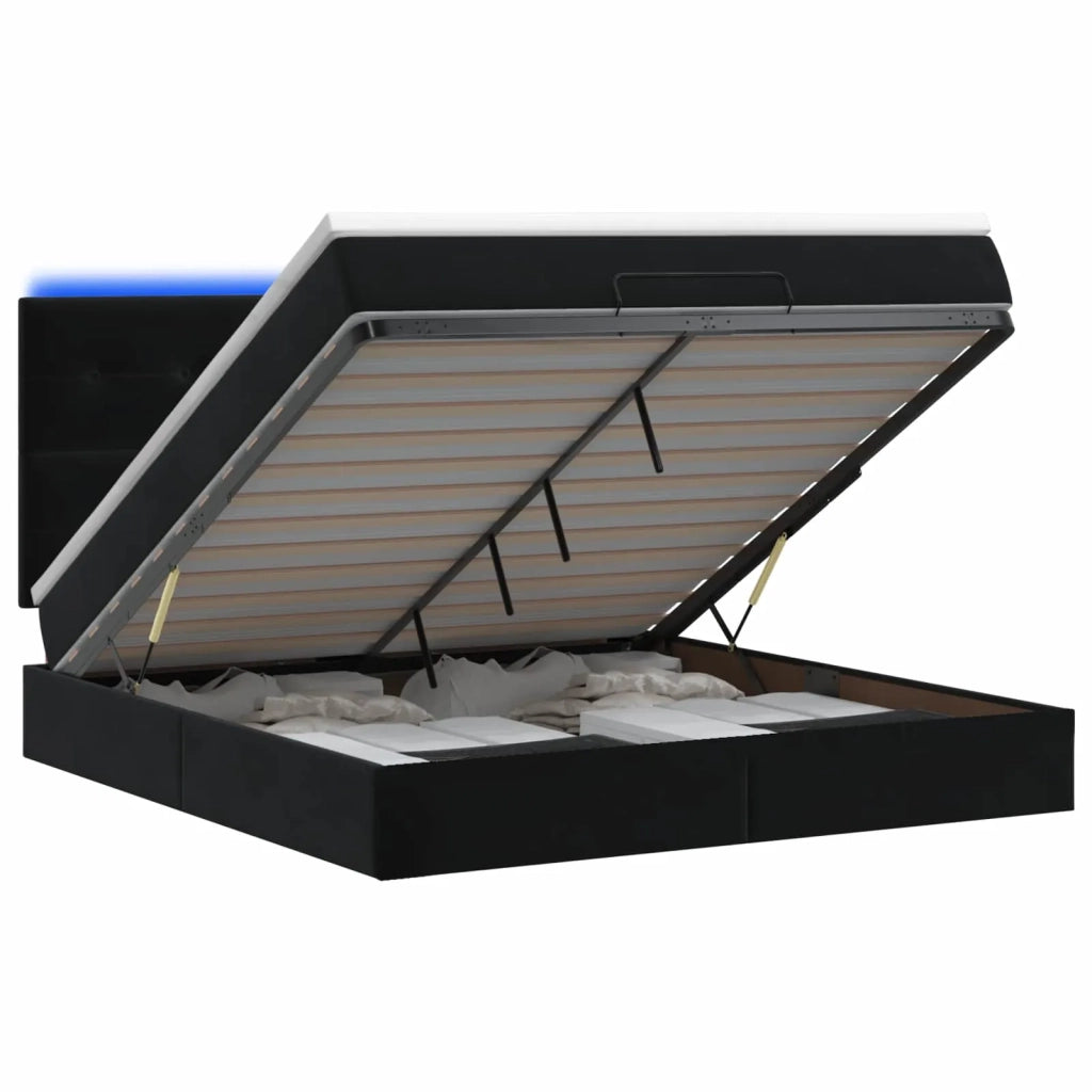 Letto Ottomano con Materasso e LED Nero 140 x 200 cm Velluto 3458309