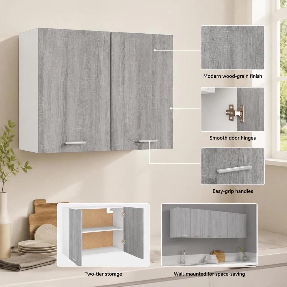 Wall Cabinet Lyon Grey Sonoma 80x31x60 Cm Wood-based Material
