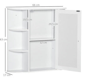 Armadio bagno sospeso 66x17x63 cm in MDF bianco, 8 scomparti