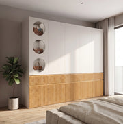 Armadio a 10 ante con 3 cassetti e 2 appendiabiti; 225 x 50 x 200 cm; MDF e truciolare