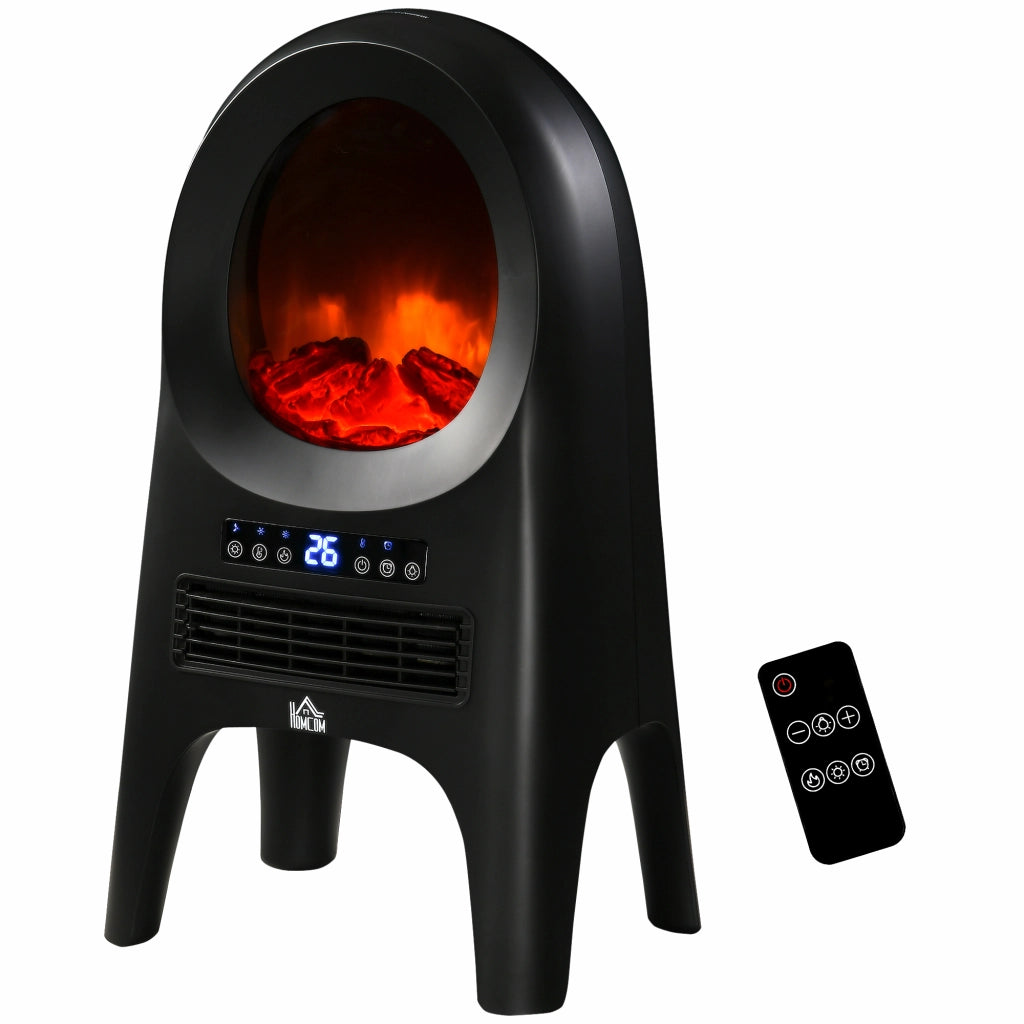 Termoventilatore Elettrico con 3 Modalità di Riscaldamento e Temperatura Regolabile, Stufetta per Casa e Garage, 33.7x25.5x60.4 cm, Nero