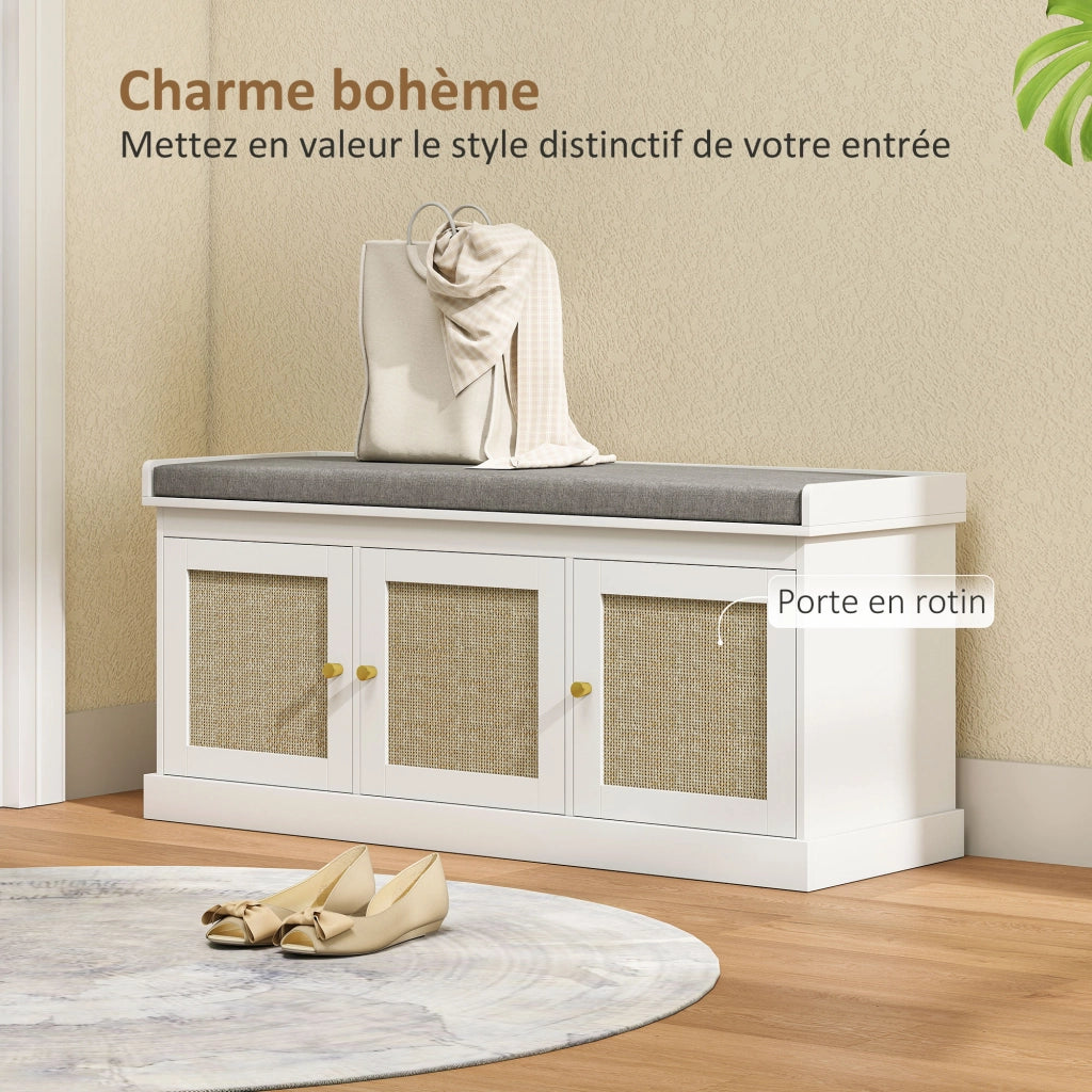 Panca Scarpiera con Cuscino ¨C Minimal ¨C Bianco 105x35x47cm