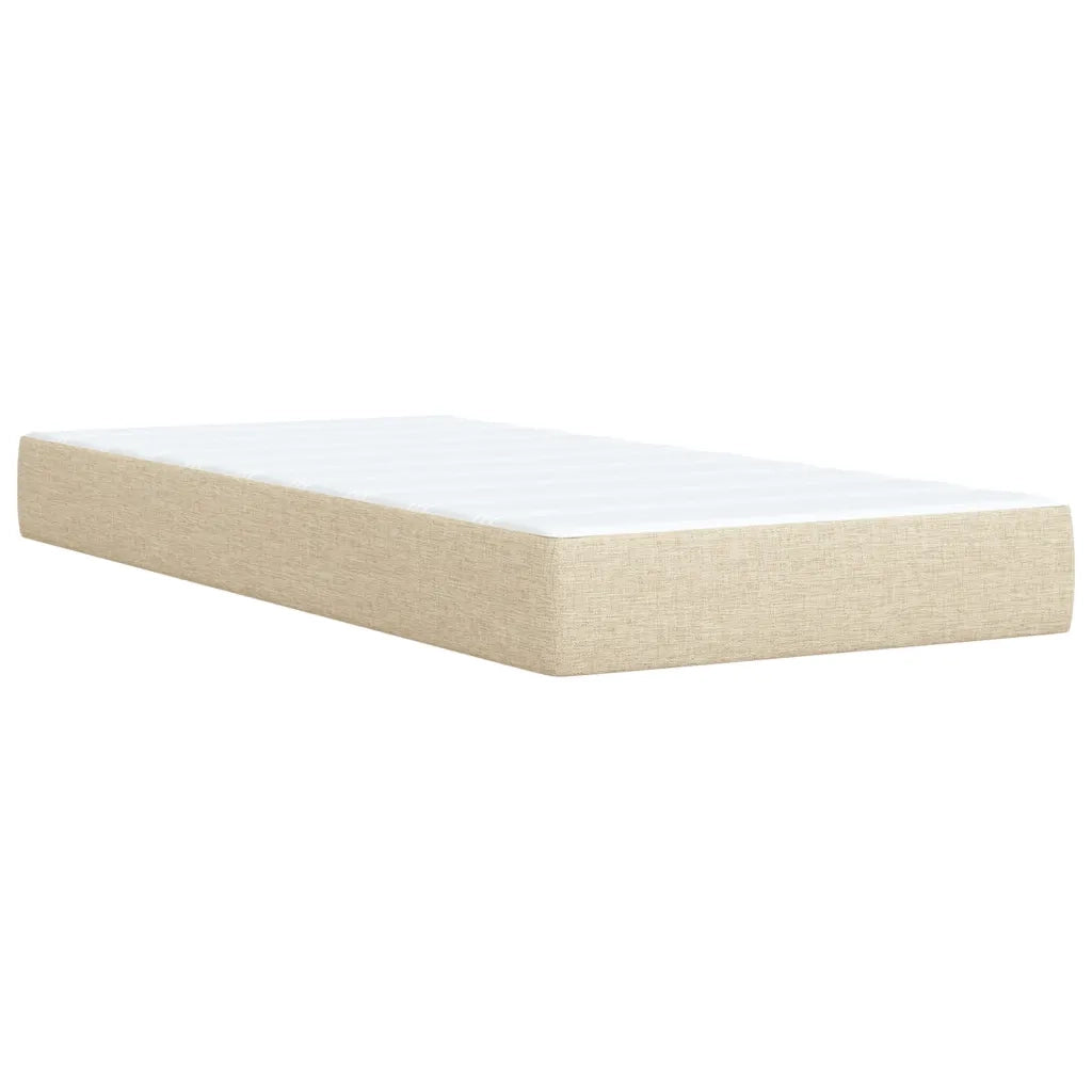 Letto singolo | Letto per adulti | Giroletto a Molle con Materasso Crema 100x200 cm in Tessuto