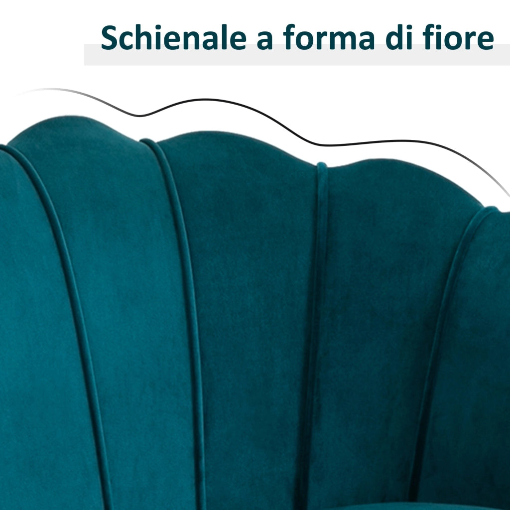 Divano 2 Posti 130x77x77 cm in Velluto Verde