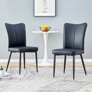SEDIA da pranzo nera in PU e metallo Set da 2 pezzi