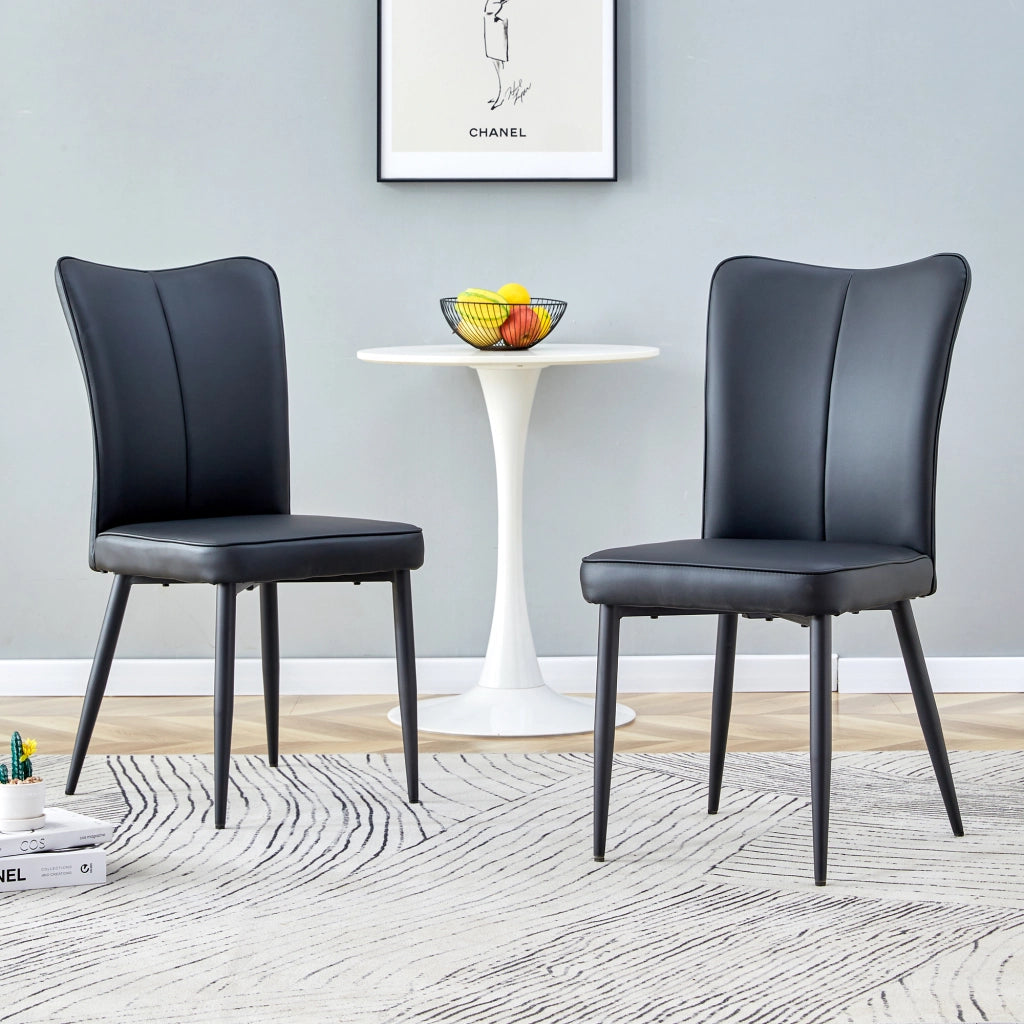 SEDIA da pranzo nera in PU e metallo Set da 2 pezzi