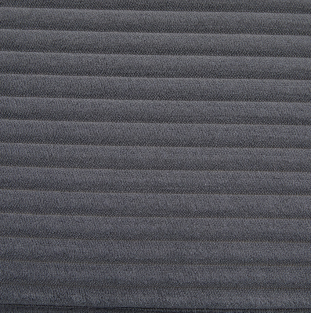 Poltrona a dondolo grigia 70x80x92 cm in velluto a coste; con poggiapiedi estraibile