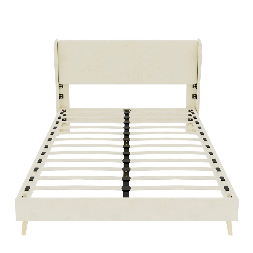 Letto Imbottito con Testiera Morbida e Materasso ¨C MINIMAL ¨C Beige 140x200