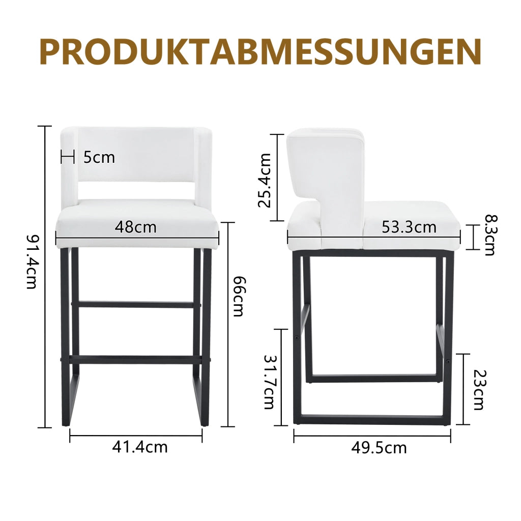 Sedia da Pranzo Nordic Set 2 Pezzi ¨C Xylo ¨C Bianco, Gambe in Metallo Nero, Design Moderno