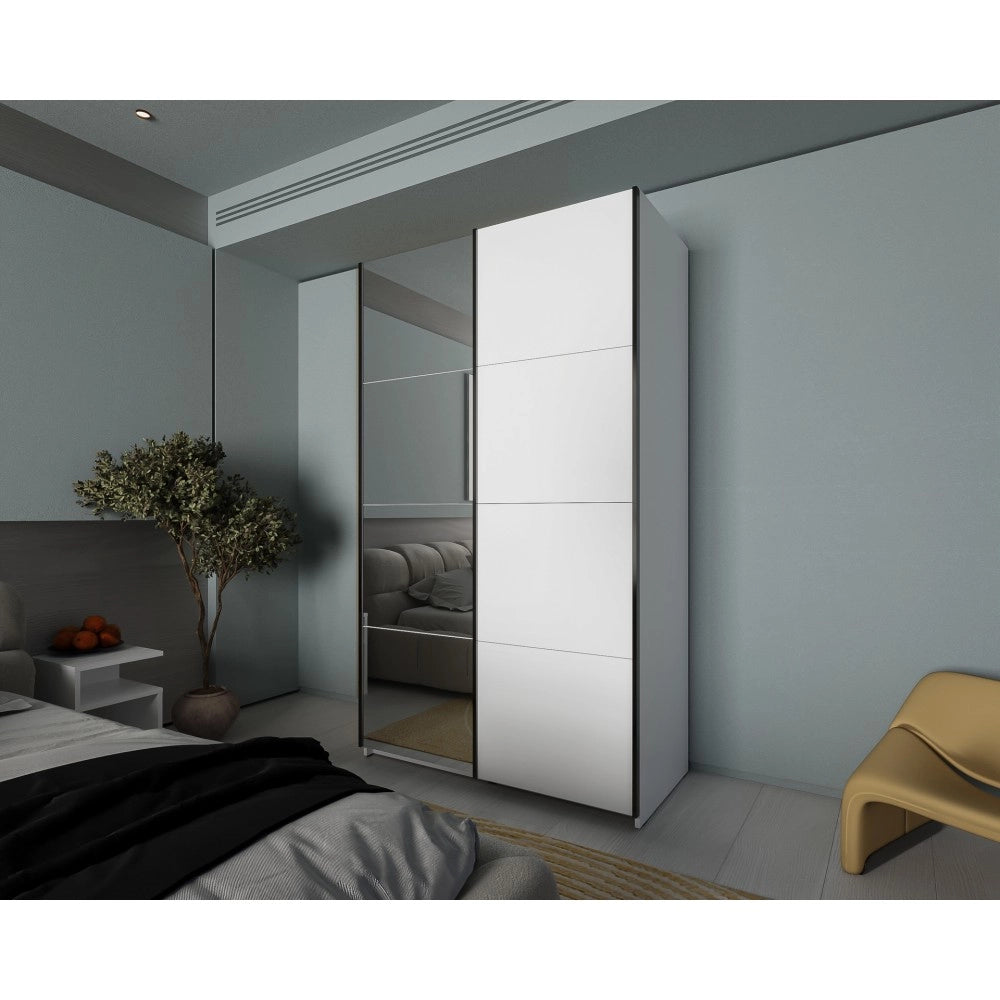Armadio 2 ante scorrevoli bianco con specchio Zegna 120x59.2x205H